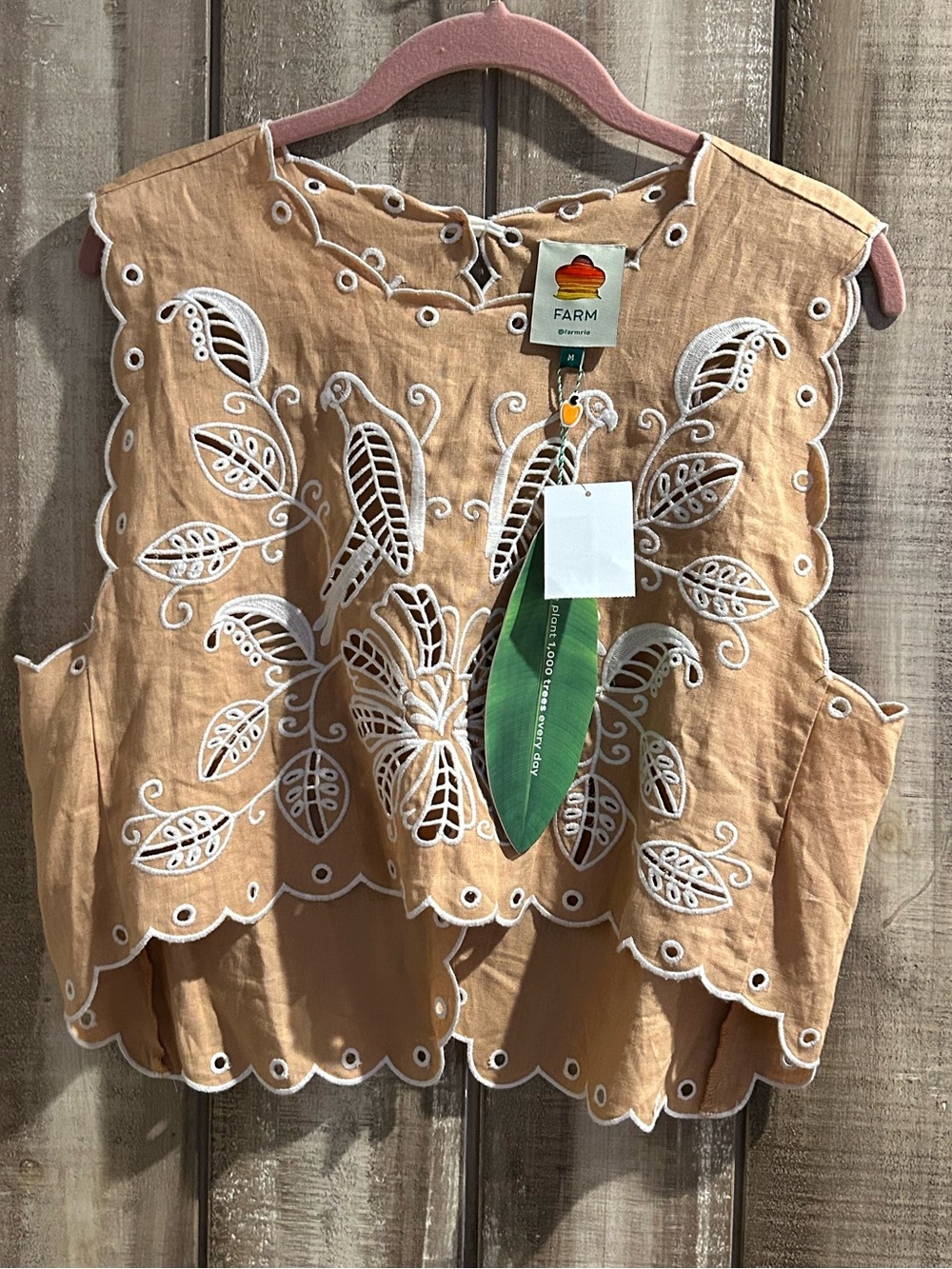 NWT Farm Rio SAND RICHILIEU
SLEEVELESS CROP TOP, M - Picture 7 of 12